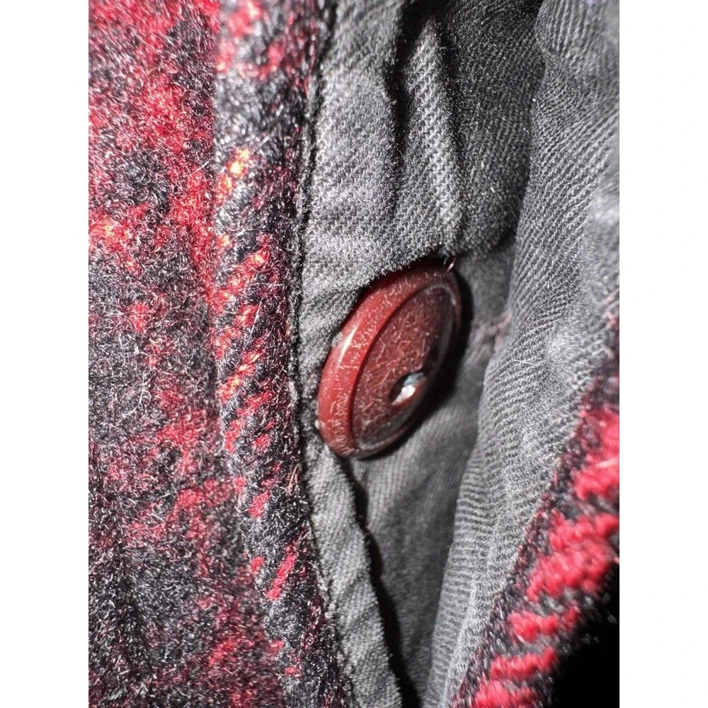 Vintage Woolrich #501 Red Buffalo Plaid Hunting Coat Split Hood Size 46 Rare